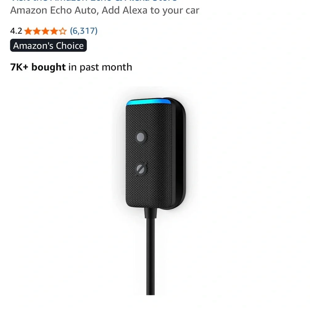 NEW never used Echo Auto Alexa Car Adapter - Black and Blue